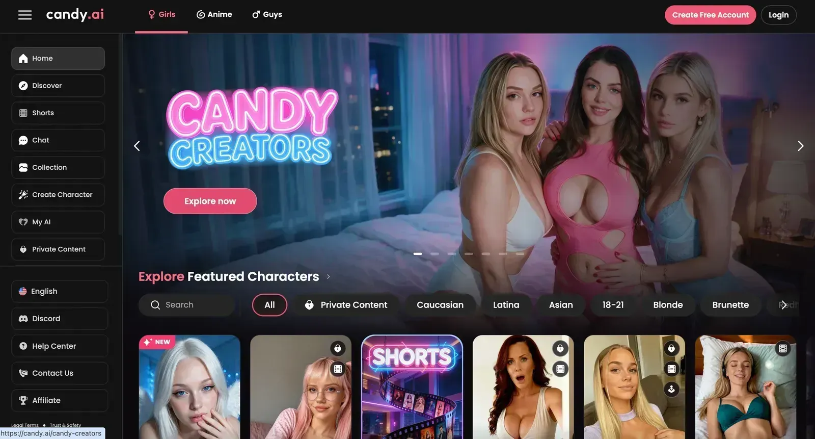 pagina principale candy